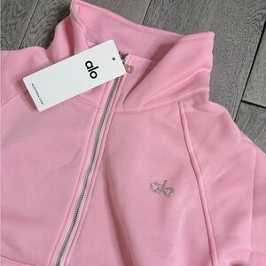 Alo Yoga Pink Half-Zip Hoodie Sweatshirt – Size Large